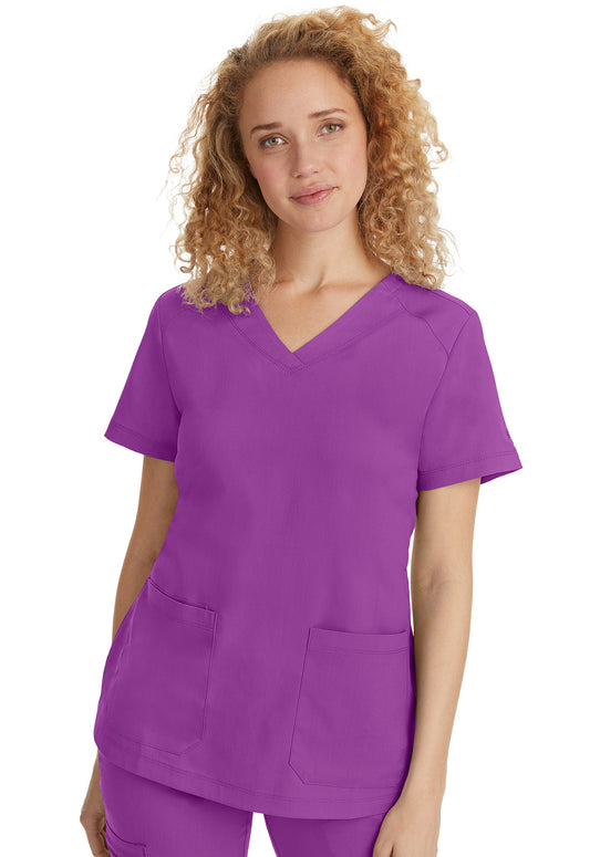 Blusa médica Jill de etiqueta morada Healing Hands en liquidación