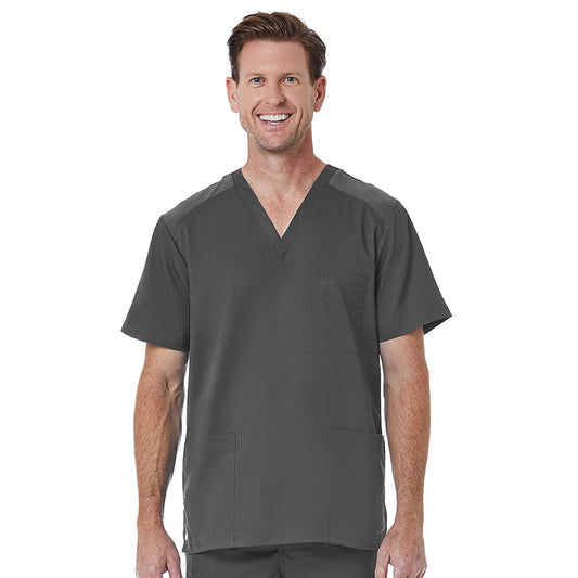 Blusa médica con cuello en V y tres bolsillos con panel de malla para hombre Maevn EON