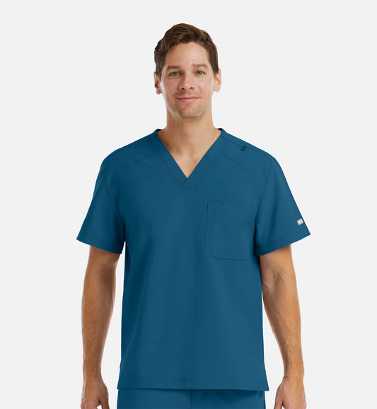 Blusa médica con cuello en V y un bolsillo para hombre Maevn Momentum