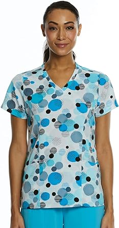 Clearance Maevn Out of The Blue Polka Dot Curved V-Neck Printed Top
