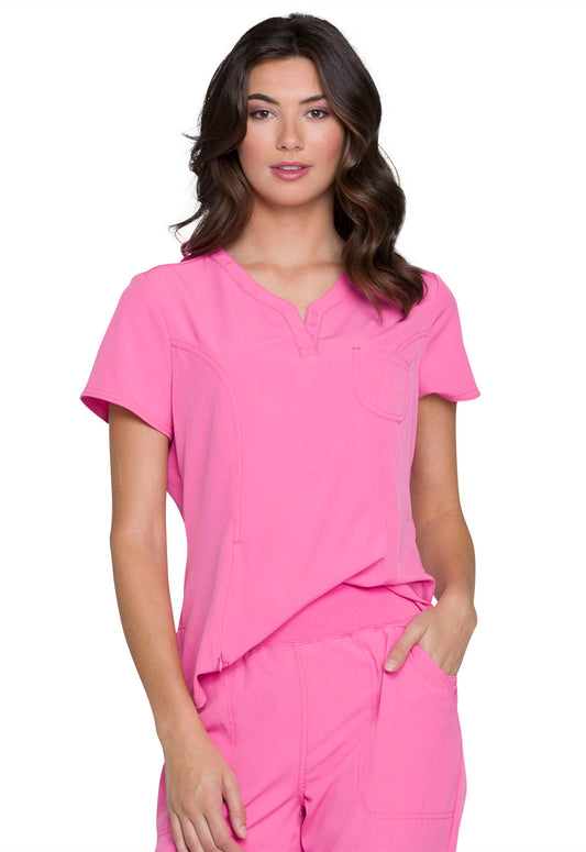 Blusa médica con cuello en V y fruncido de Heartsoul