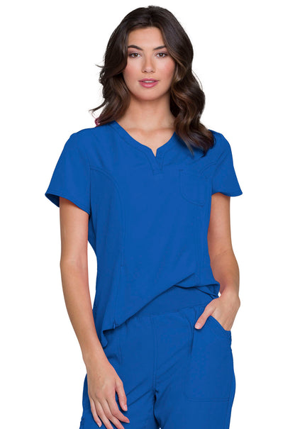 Blusa médica con cuello en V y fruncido de Heartsoul