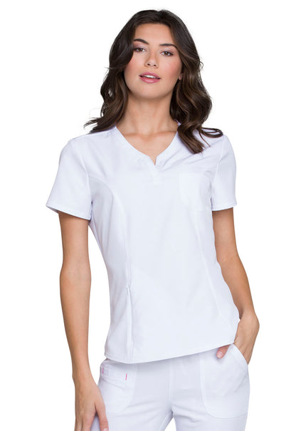 Blusa médica con cuello en V y fruncido de Heartsoul