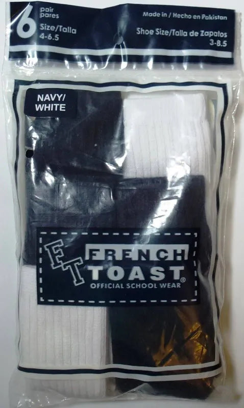 French Toast Black & White Spandex Socks - 6 Pairs