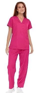 Pepino Medical Scrub Set for Women & Men (Unisex) - V-Neck 3 Pocket Scrub Top & Drawstring Elastic Waist Straight Leg Scrub Pants with Cargo Pocket