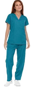 Pepino Medical Scrub Set for Women & Men (Unisex) - V-Neck 3 Pocket Scrub Top & Drawstring Elastic Waist Straight Leg Scrub Pants with Cargo Pocket