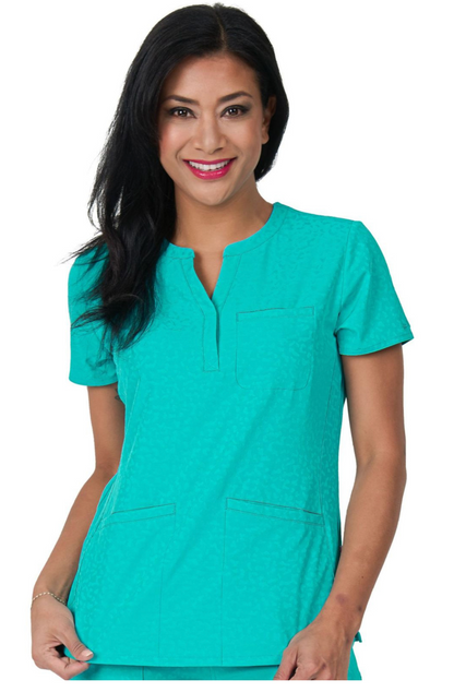 Ava Therese Jacquard Lynx Scrub Top