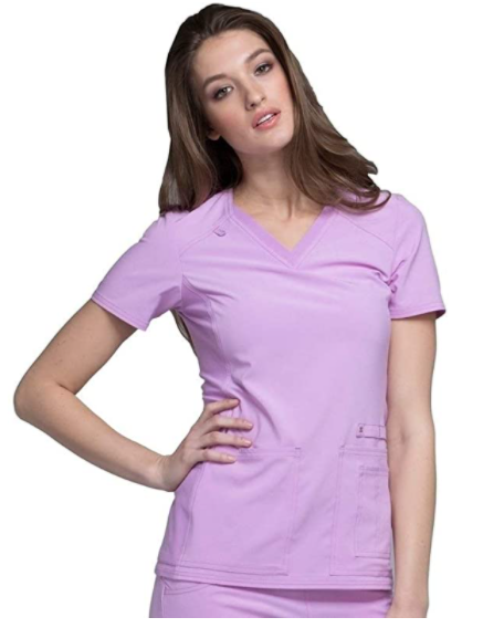 Blusa médica con cuello en V y panel de punto Cherokee iFlex en oferta