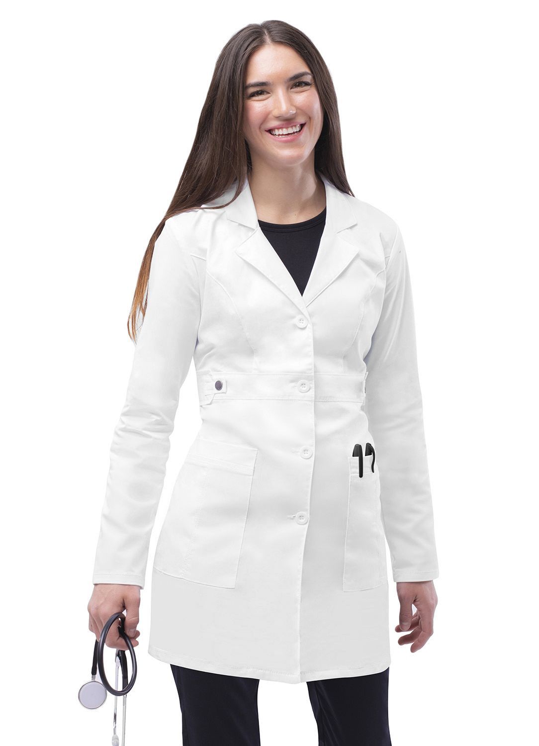 Adar Pop Stretch Womens 36" Tab-Waist Lab Coat