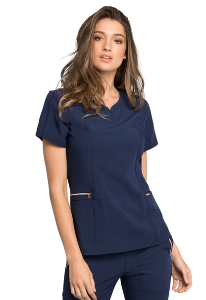 Clearance Cherokee Statement Ribbed V-Neck Scrub Top