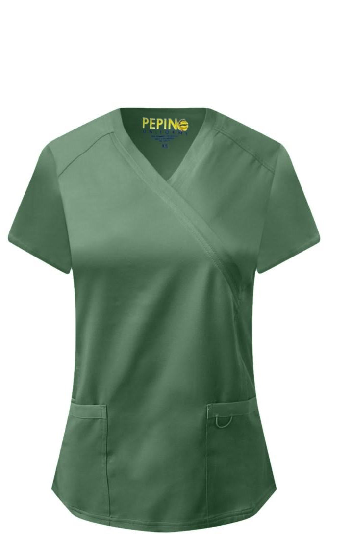 Pepino Uniforms Mock Wrap Scrub Top