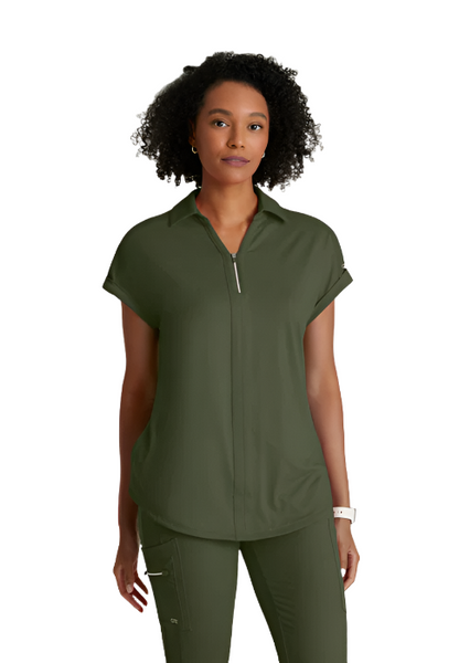 Barco One Engage Knit Pro 2-Pocket Zip Neck Dolman Scrub Top