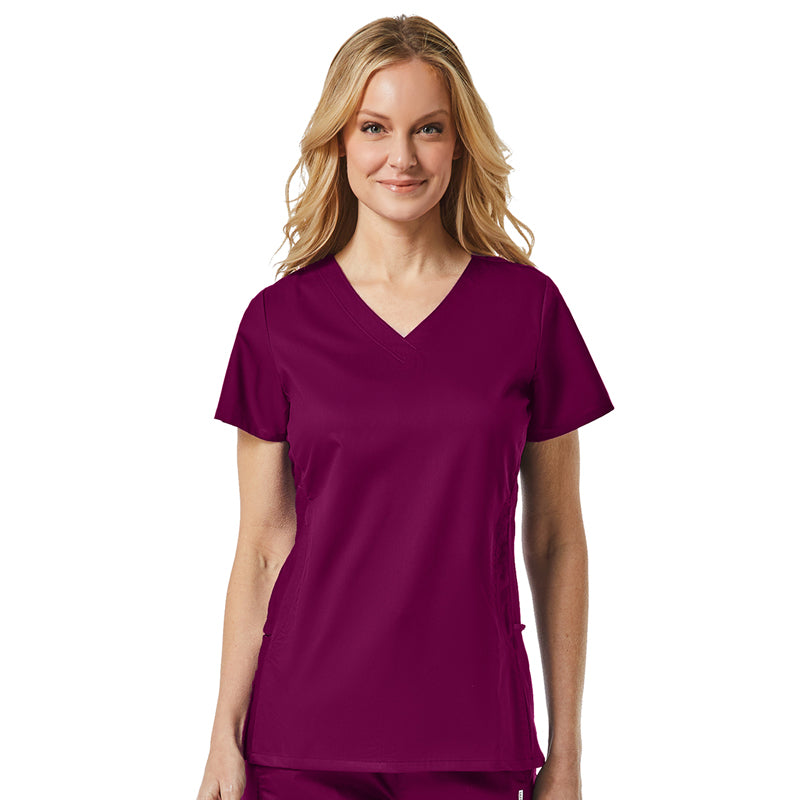 Maevn EON Sporty Mesh Panel Curved V-Neck Scrub Top