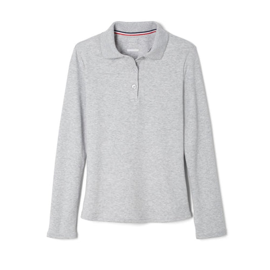 M.S. 961 Lenox Academy French Toast Girls Long Sleeve Interlock Polo with Picot Collar