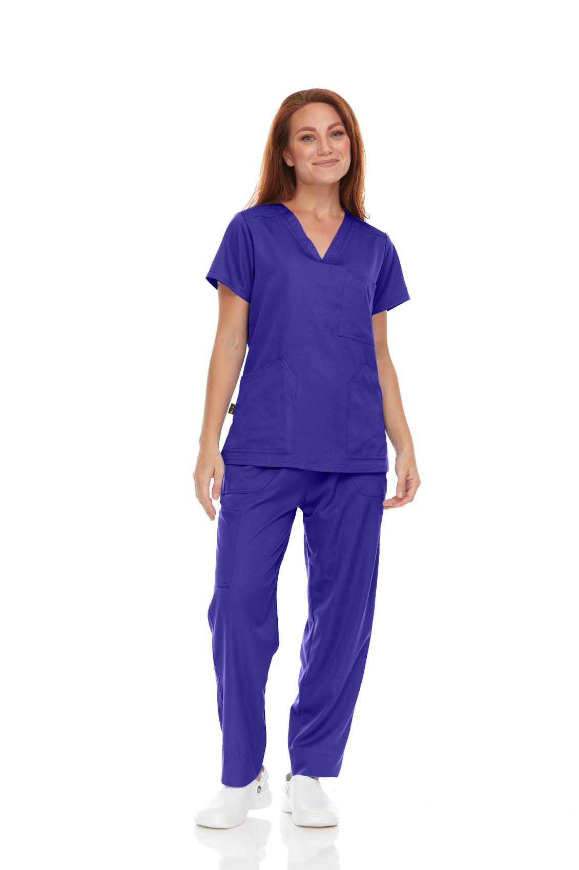 Pepino Medical Scrub Set for Women & Men (Unisex) - V-Neck 3 Pocket Scrub Top & Drawstring Elastic Waist Straight Leg Scrub Pants with Cargo Pocket