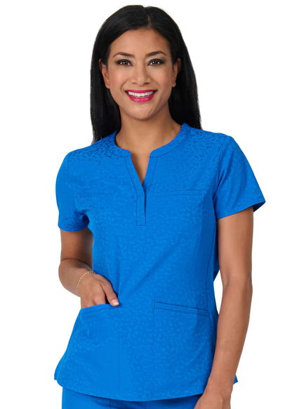 Ava Therese Jacquard Lynx Scrub Top