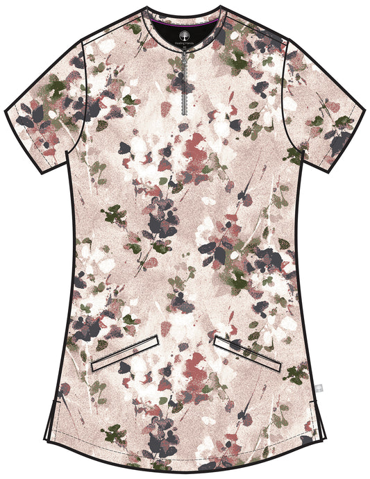 Blusa médica con estampado de hiedra y flores rústicas de Healing Hands Purple Label en oferta