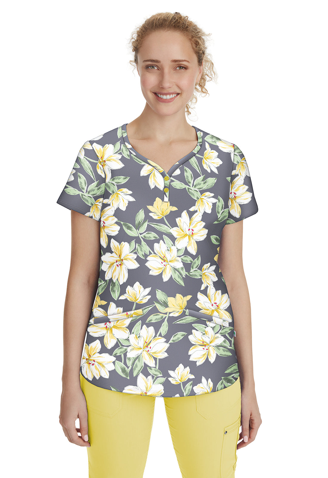 Clearance Healing Hands Premiere Label Canary Isabel Printed Top