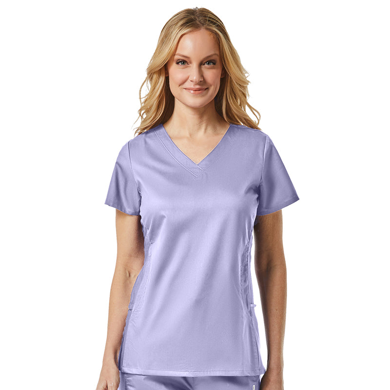 Maevn EON Sporty Mesh Panel Curved V-Neck Scrub Top