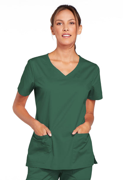 Blusa médica con cuello en V y tejido elástico Core de Cherokee Workwear en oferta