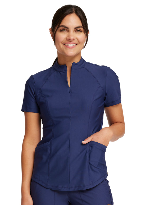 Cherokee Form Partial Zip Front Scrub Top