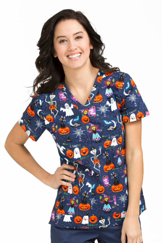 Clearance Med Couture Anna Boo Bash Printed Scrub Top