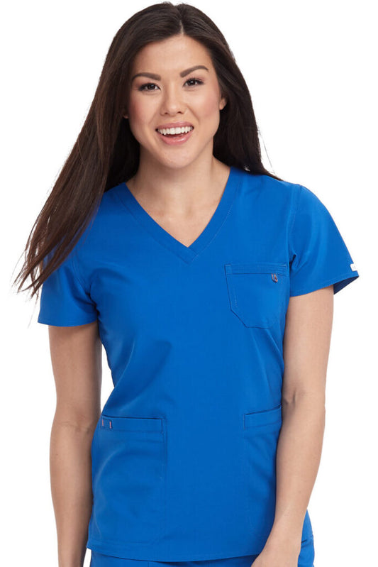 Clearance Med Couture Energy Mia V-Neck Chest Pocket Scrub Top