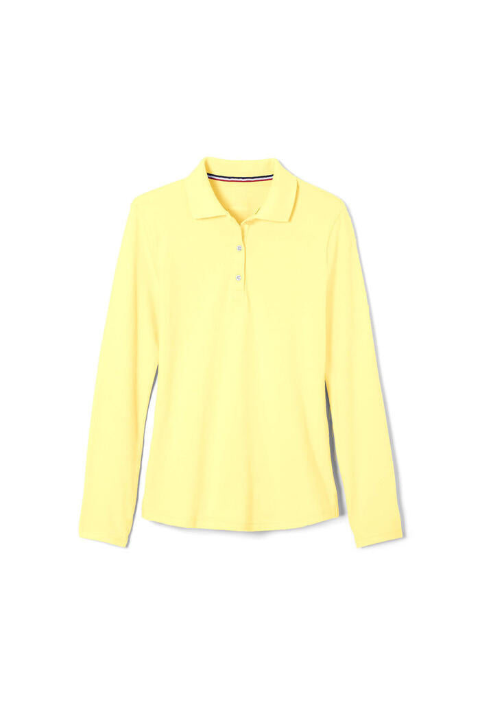 French Toast Girls Long Sleeve Fitted Stretch Pique Polo