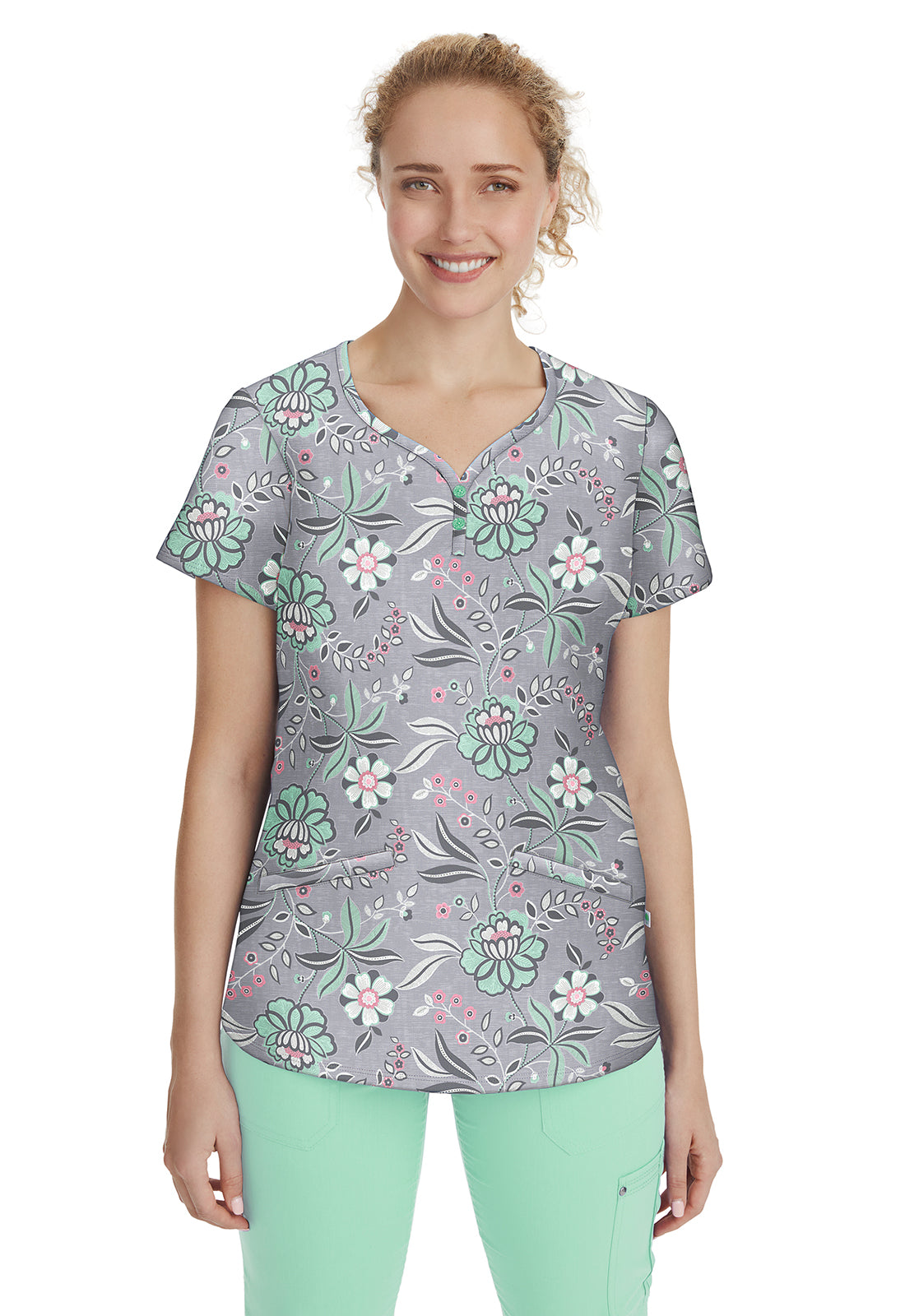 Clearance Healing Hands Premiere Coolmint Isabel Printed Top