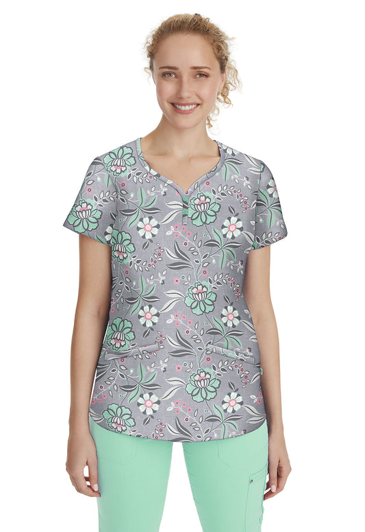 Clearance Healing Hands Premiere Coolmint Isabel Printed Scrub Top