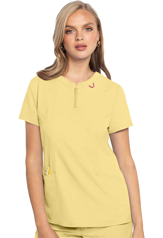 Med Couture Insight Zip Front Henley Scrub Top