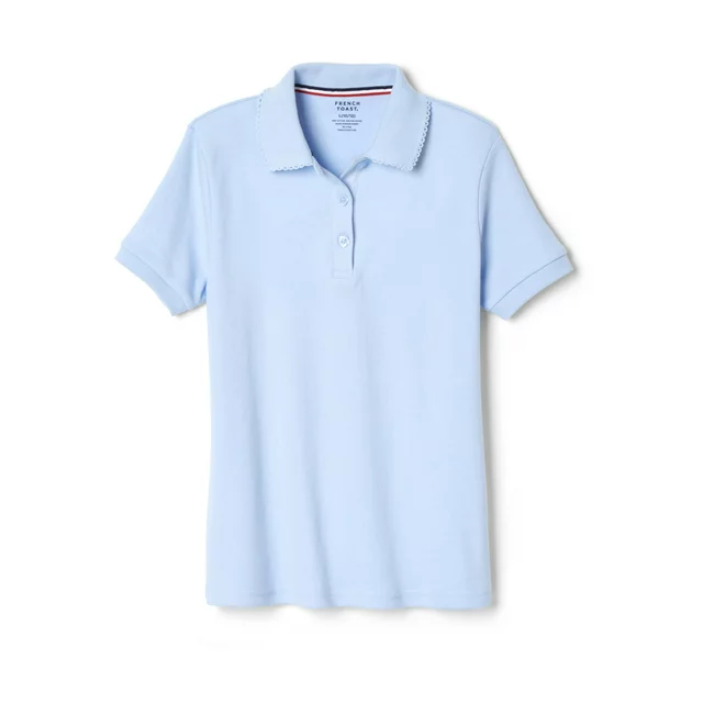 The Science and Medicine Middle School French Toast Girls Short Sleeve Interlock Polo with Picot Collar