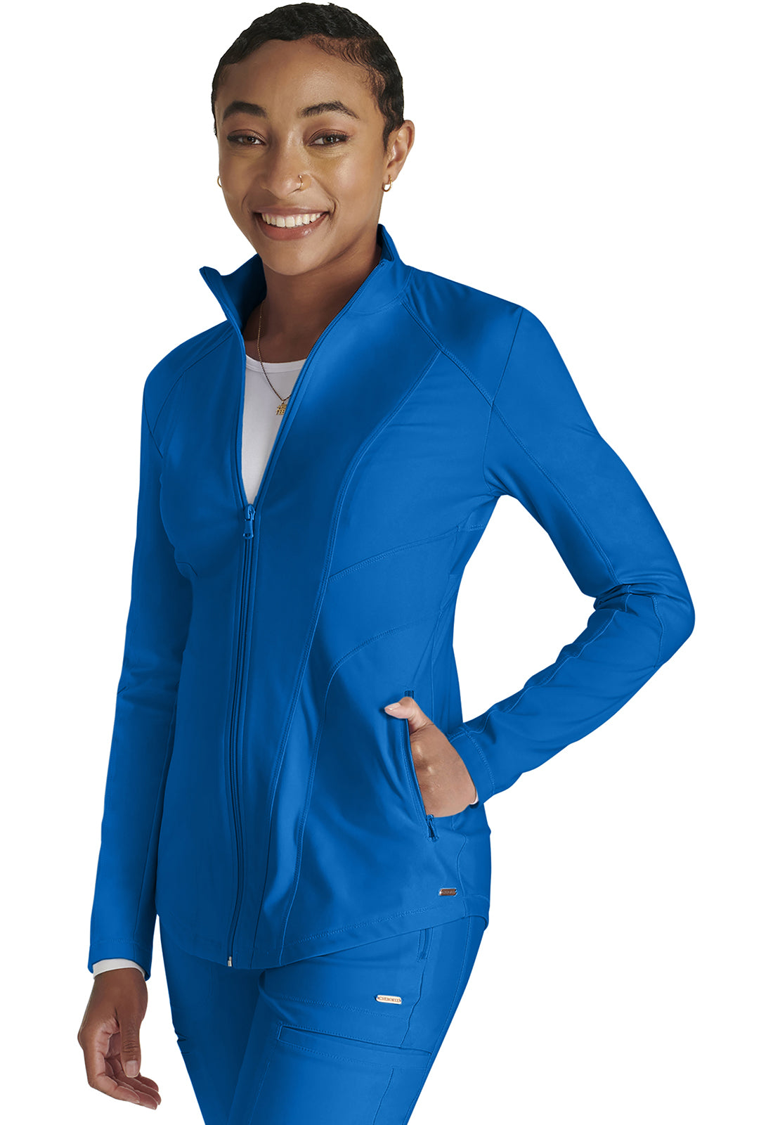 Cherokee Form Zip Front Mesh Scrub Jacket