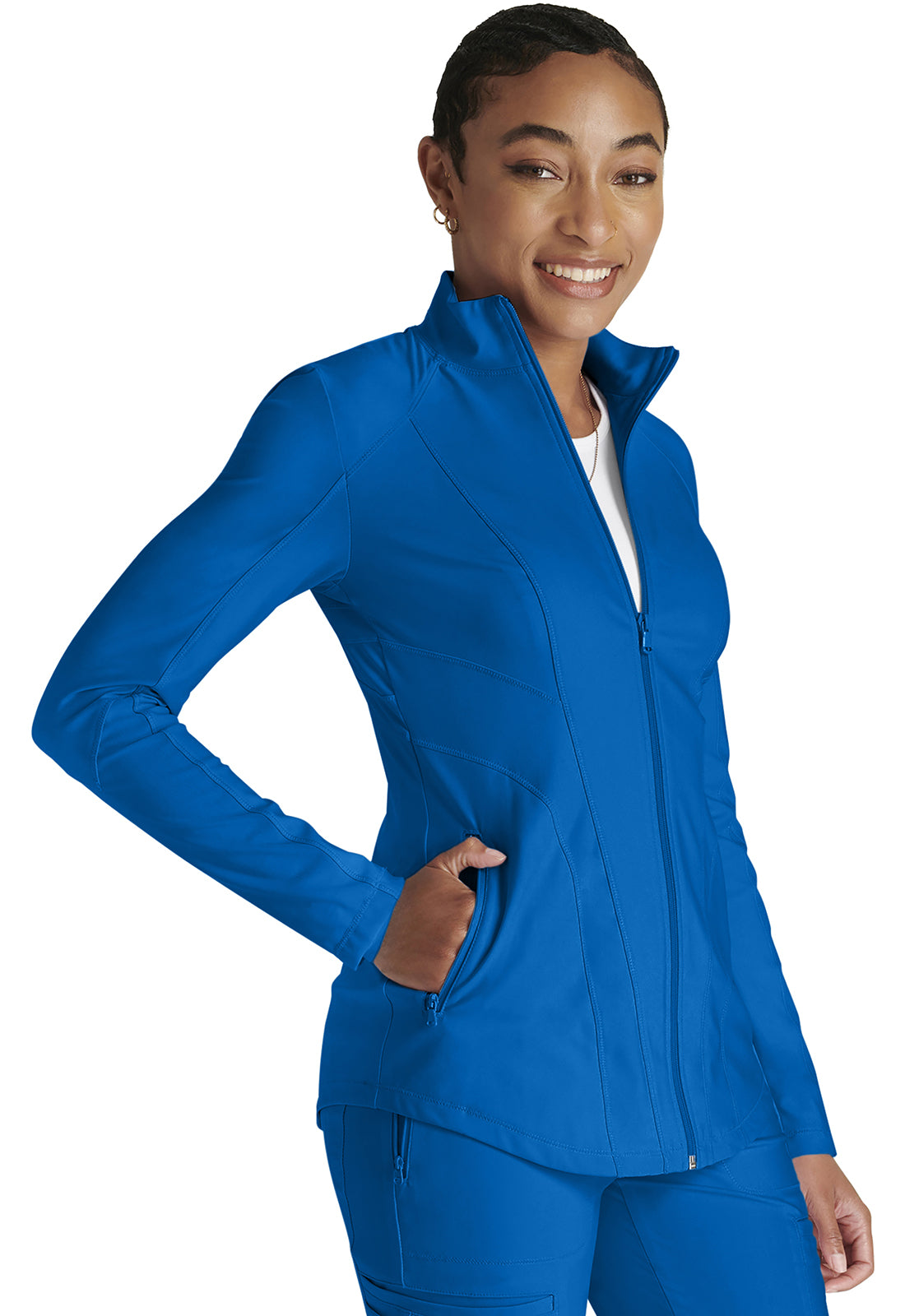 Cherokee Form Zip Front Mesh Scrub Jacket