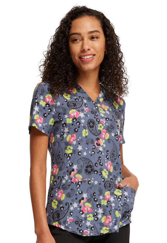 Clearance Cherokee Prints Paisley Petals V-Neck Printed Top