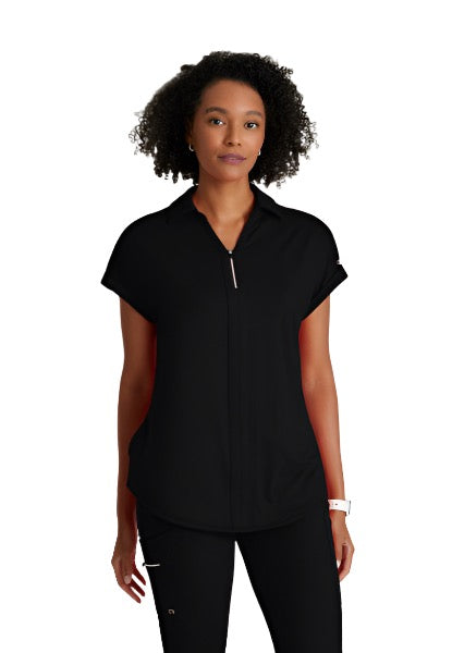 Barco One Engage Knit Pro 2-Pocket Zip Neck Dolman Scrub Top