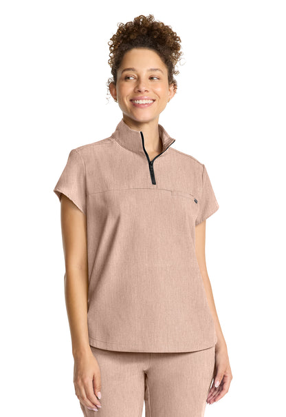 Healing Hands Quest Bella Partial Zip Stand Collar Tuck-In Top