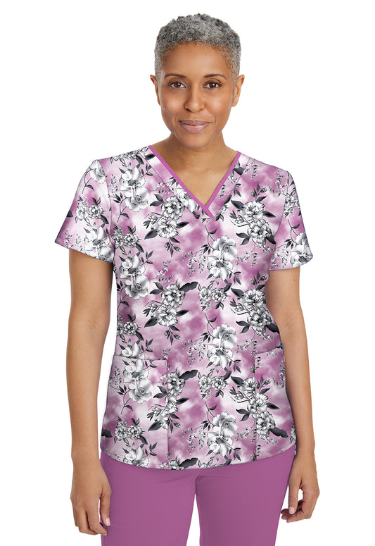 Clearance Healing Hands Premiere Mulberry Printed Amanda Top