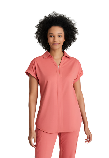 Barco One Engage Knit Pro 2-Pocket Zip Neck Dolman Scrub Top