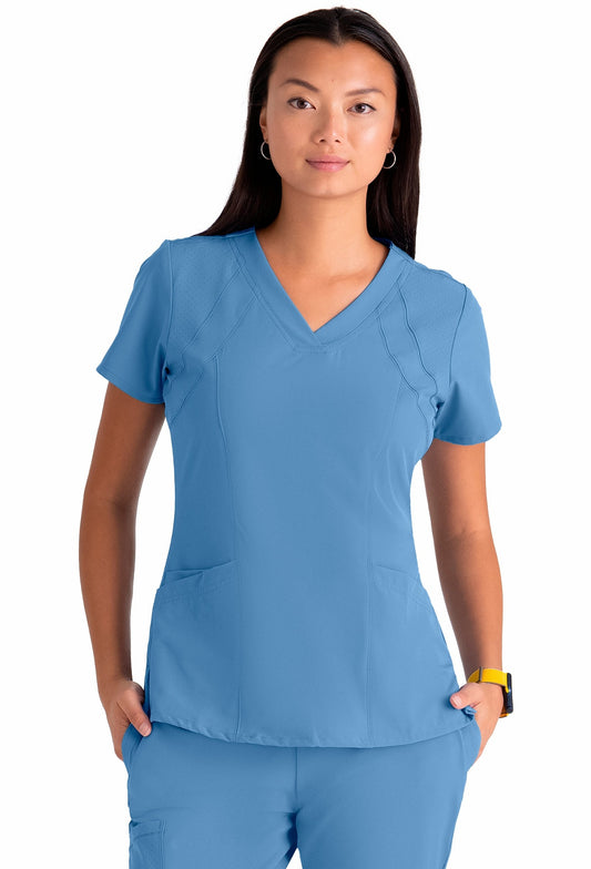 Blusa médica de princesa con escote en V perforado de Barco One