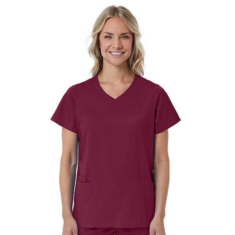 Maevn Red Panda Mock Wrap Top