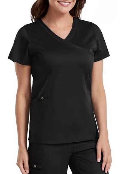 Clearance Med Couture Touch Mock Wrap Scrub Top