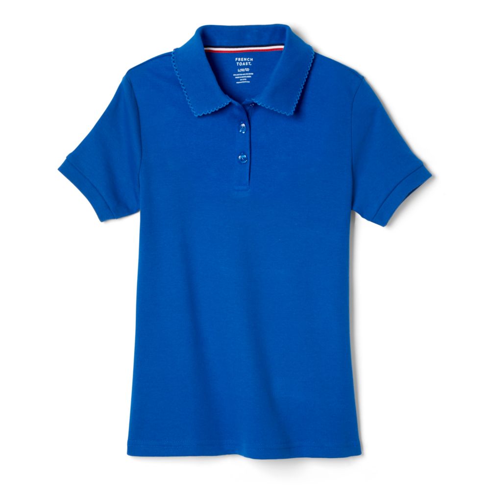 The Science and Medicine Middle School French Toast Girls Short Sleeve Interlock Polo with Picot Collar