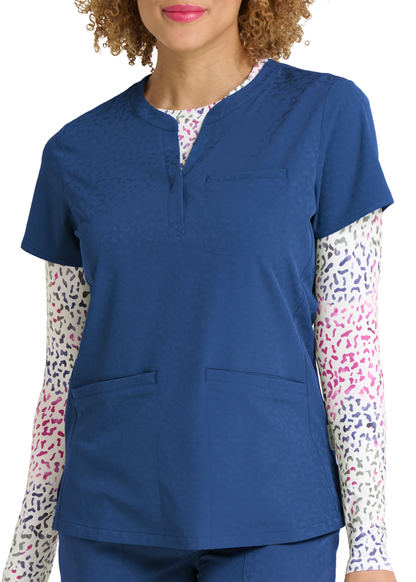 Ava Therese Jacquard Lynx Scrub Top