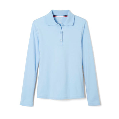 The Science and Medicine Middle School French Toast Girls Long Sleeve Interlock Polo with Picot Collar