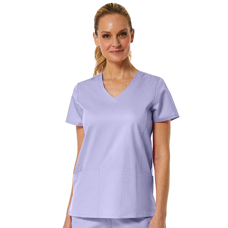 Maevn EON Back Mesh Panel Curved V-Neck Scrub Top