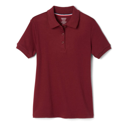 French Toast Girls Short Sleeve Interlock Polo with Picot Collar