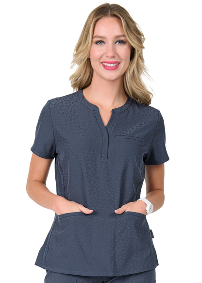 Ava Therese Jacquard Lynx Scrub Top