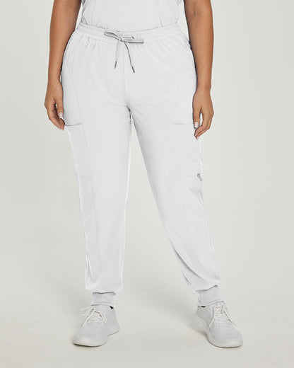 White Cross Fit Elastic Waist Jogger Scrub Pants