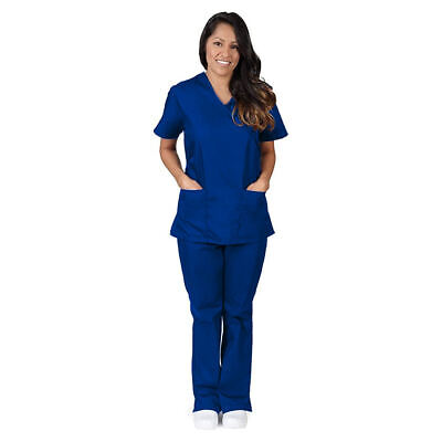 Sweet Doll Unisex Nurses V-Neck Scrub Top & Elastic Waist Scrub Scrub Pants Set